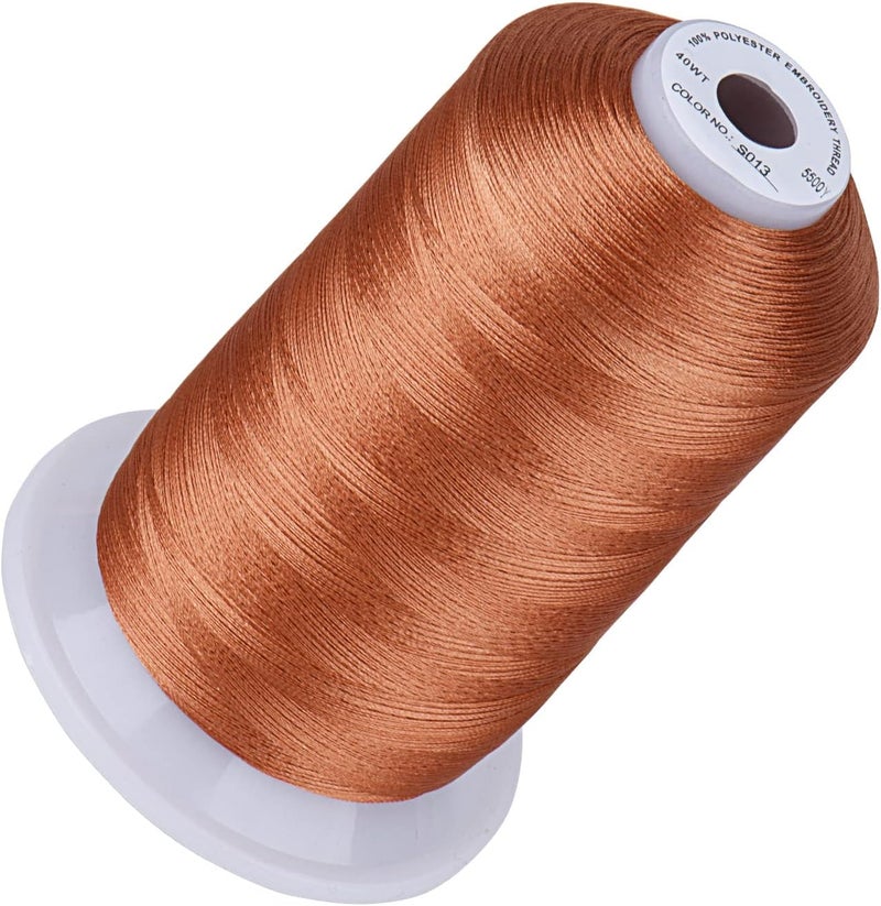 simthread 5500Yds Embroidery Thread, 5000M High-Yardage 40WT 100% Polyester Thread – 170+ Vivid Colors, High-Speed Rated – Compatible with Brother, Singer, Janome & More - Light Copper S013 - Image 1